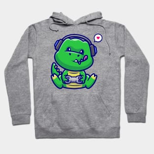 Cute Dino Gaming Cartoon Hoodie